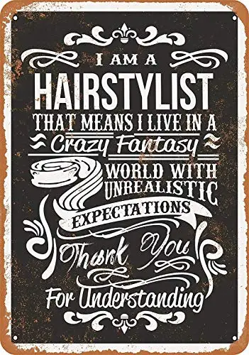 

PaBoe 8X12 Metal Sign - Crazy Hairstylist Retro Decor Tin Sign