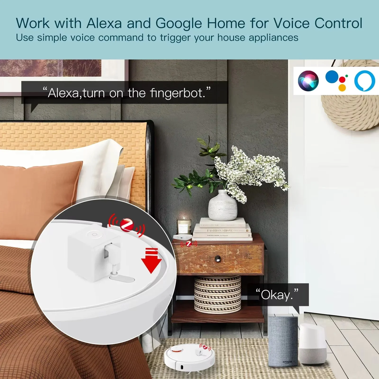 새로운 ZigBee 핑거 로봇 스마트 라이프 앱 MOES Tuya 핑거봇 버튼 푸셔 자동 스위치 음성 제어 작동 Alexa Google Home