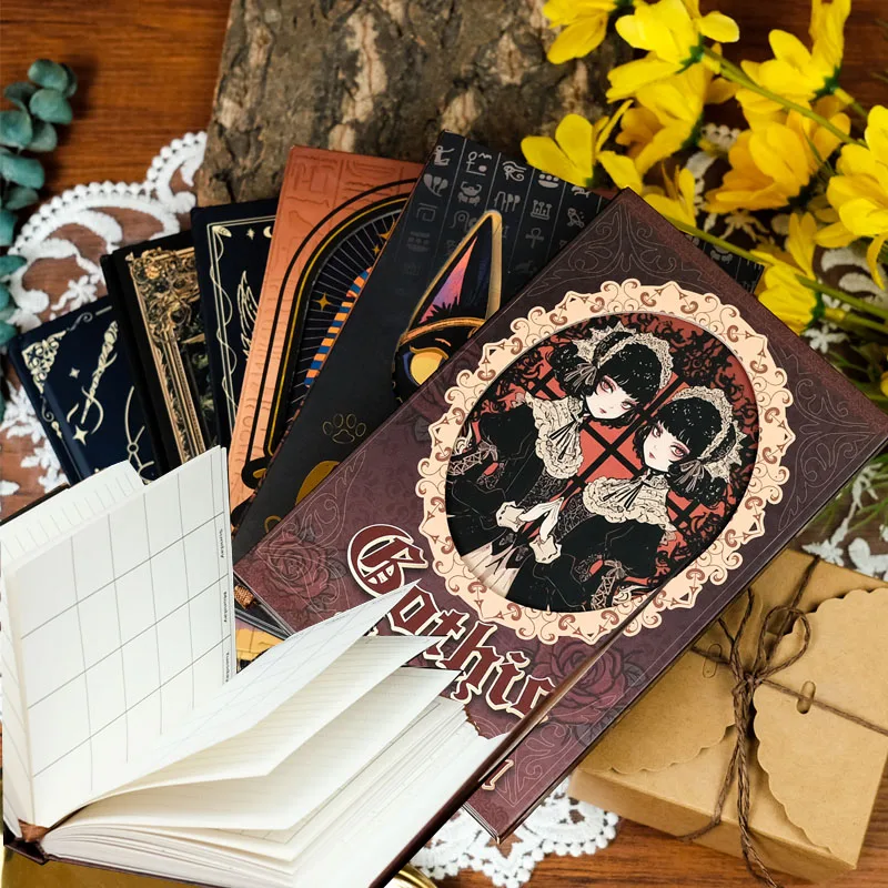 Dark Red Gothic Notebook with Raw Wood Pulp Coated Paper