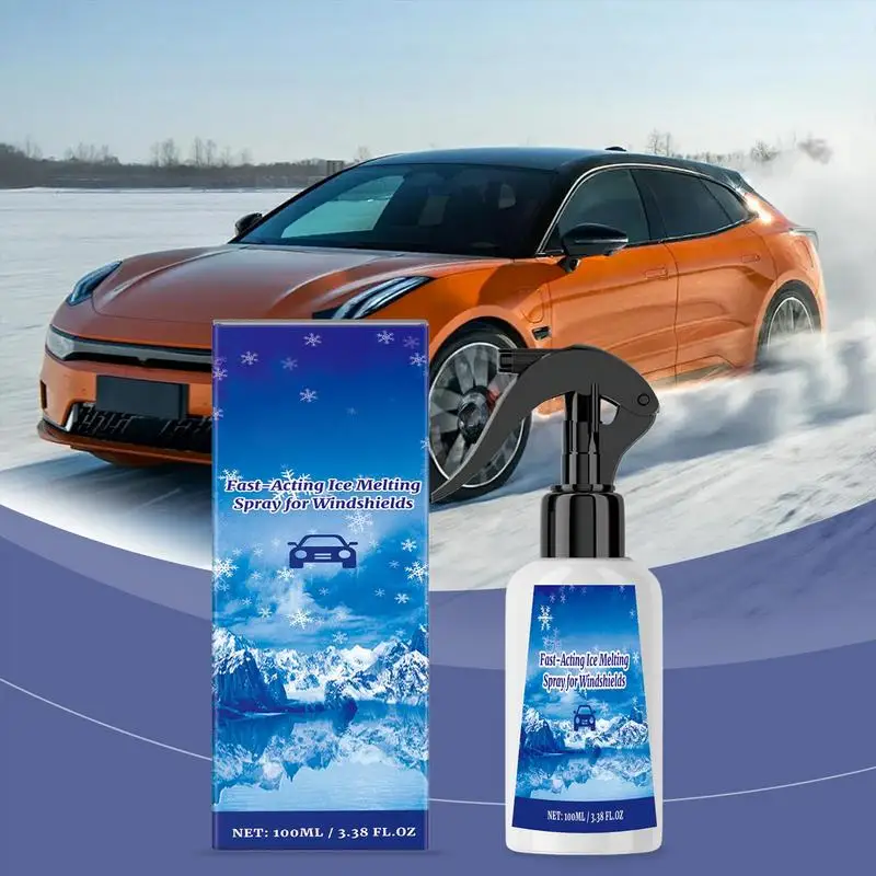 Windshield Ice Melt Spray Car Deicer Windshield Defroster Spray De-Icer Frost Remover Ice Melt Fast Acting Melts
