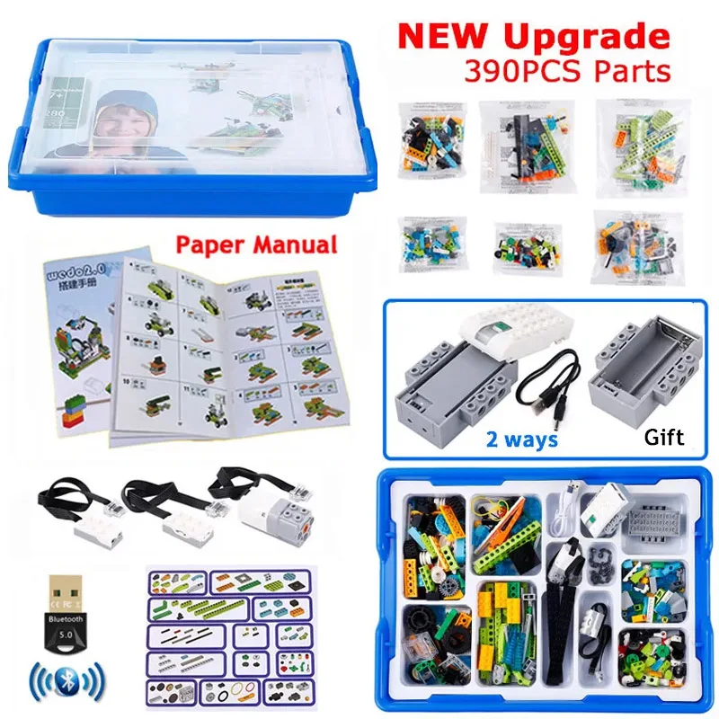 WeDo 2,0 нового поколения, набор сердечников, царапины 3,0, робототехника, строительная бумага, руководство, школьный паровой обучающий кирпич, игрушки, подарки, 390 шт.