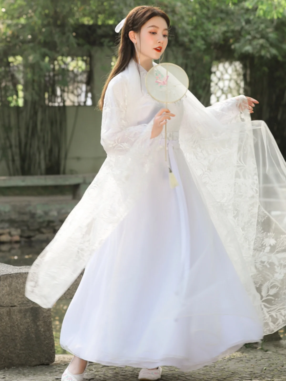 

Оригинальный сказочный белый костюм Hanfu, супер Сказочный элегантный костюм в китайском стиле для танцев и представлений, летний костюм