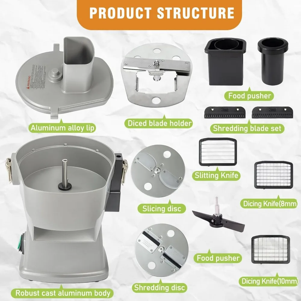 Multi-Functional Electric Vegetable Chopper with Adjustable Mandoline Slicer and Dicer for Shredding, Slicing, and French Fry Cu