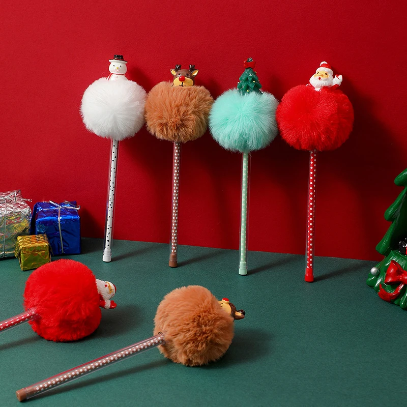 

Christmas Series Cute Cartoon Plush Ball-point Pen Creative Signature Pens Office Gift School Supplies Stationery Funny Pen