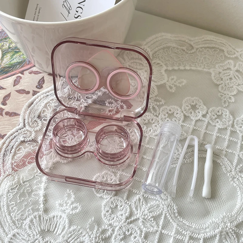 1Set Transparent Liebe Bogen Kontaktlinsen Fall Kontaktlinsen Fällen Mädchen Tragbare Schönheit Schüler Box Lagerung Augen Pflege Container Box – Detail 5