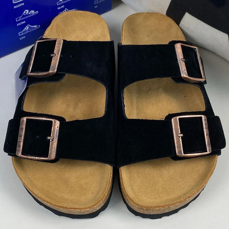 

Spring Summer Fashion Brown Vintage Casual Slippers Women's Open Toe Round Toe Metal Buckle Strap Outdoors Beach Sandal