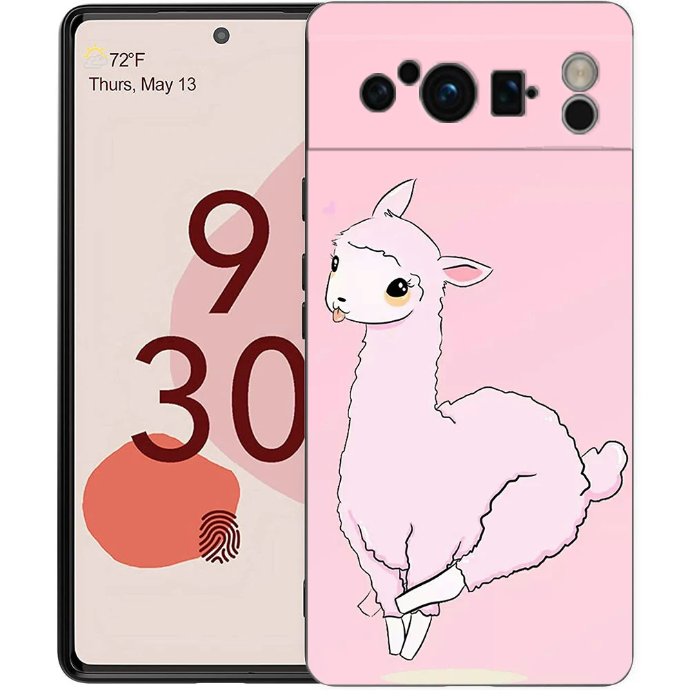 Adorable Kawaii Alpaca Silicone Shockproof Phone Case - Black Cover