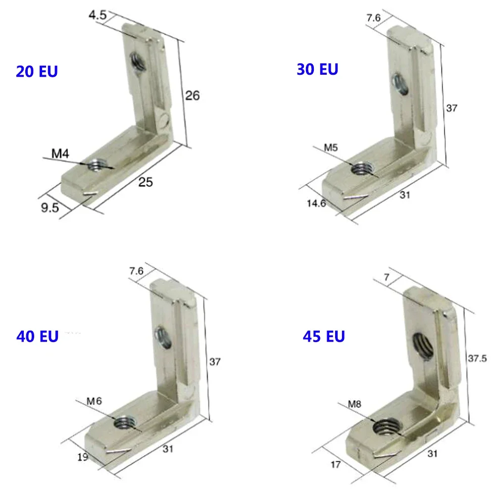 Description Picture 5 of item10PCS T Slot L-Shape Aluminum Profile Interior Corner Connector Joint Bracket for 2020 3030 4040 4545 EU Alu-profile with screws
