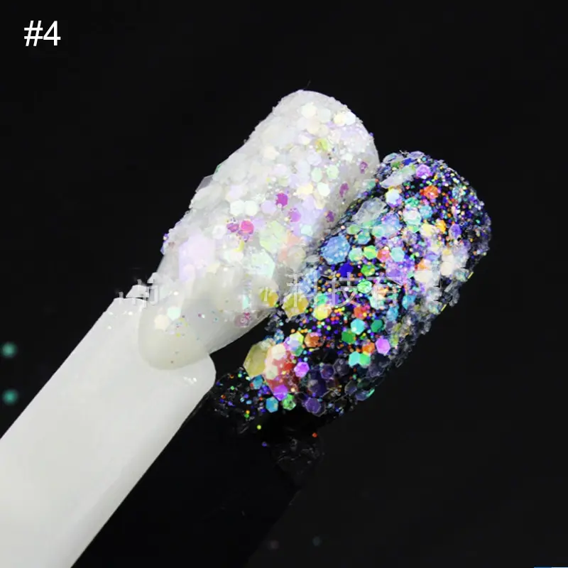 50g Laser Nail Glitters Mix 4 Colour Holographic Iridescent Glitter for Nail art Design Rainbow Glitters DIY Glitter Powder