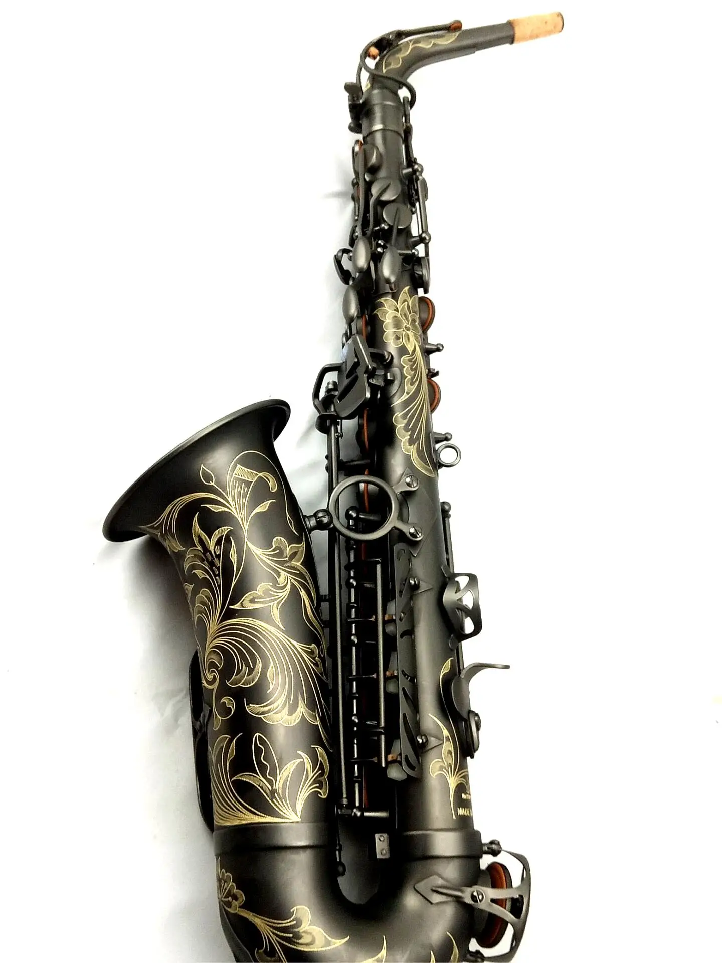 Eastern Music Professional matte black nickel plated Alto Saxophone with flower