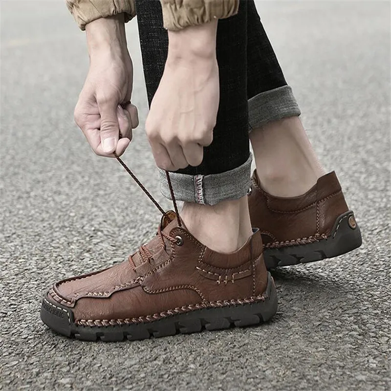 Men's Genuine Leather Casual Shoes Comfortable Breathable Business Shoe Sneakers Driving Shoes Men Loafers Moccasins Plus Size48