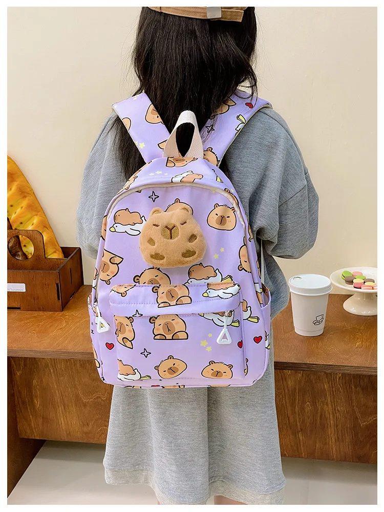 Cute Cartoon Capybara Backpack Plush Large Capacity School Bags Simple Pattern Book Bag Kawaii GirlSchool Backpack Mochila Mujer