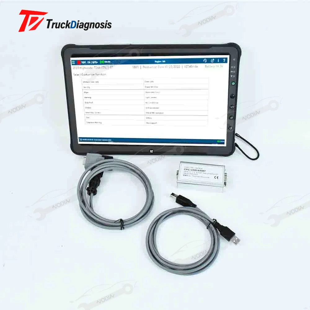 

Полный комплект для Toyota Bt диагностический сканер инструмент Truckcom Canbox Usb Arm7 Диагностический кабель с F110Tablet