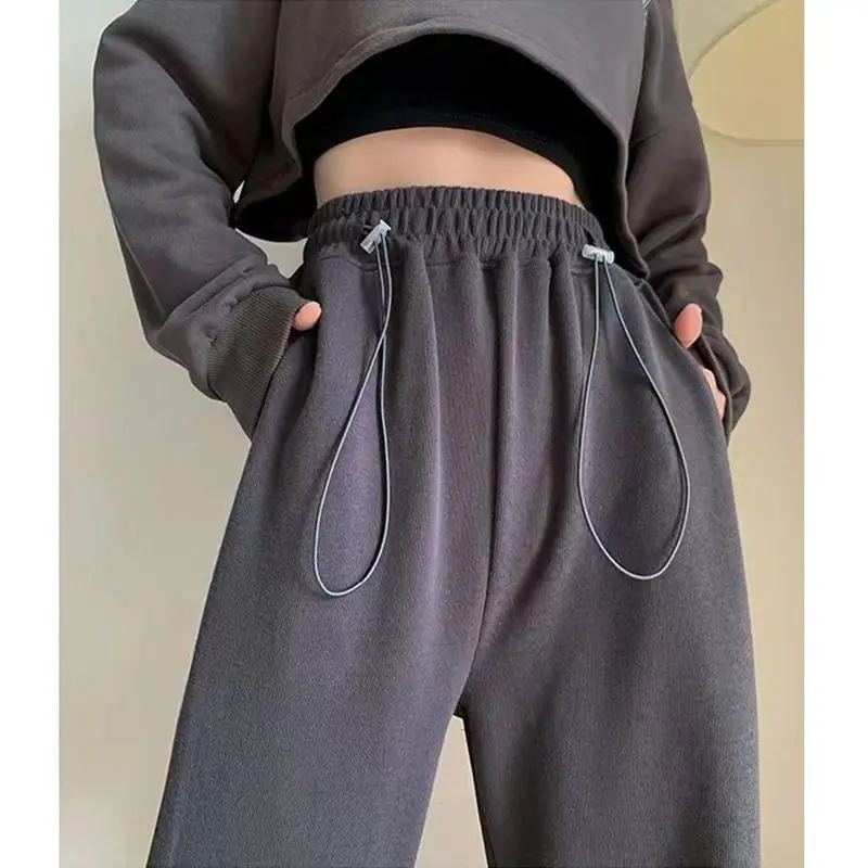 Deeptown Sports Pants for Women Korean Straight Jogger Pants Casual Vintage Black Sweatpants High Waist Loose Harajuku Trousers