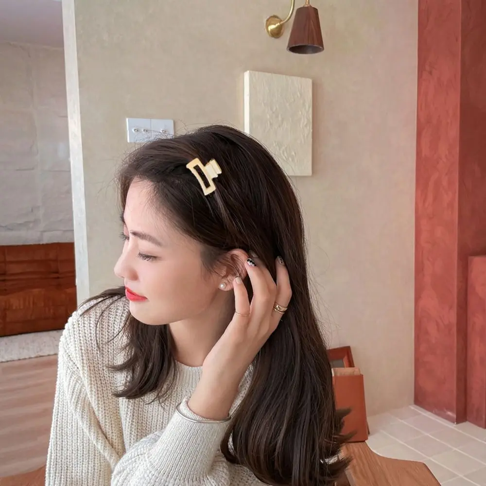 Sweet Plastic Transparent Shark Clip Small Rectangle Mini Hair Claw Headwaer Side Clip Hollow Hair Clip Daily