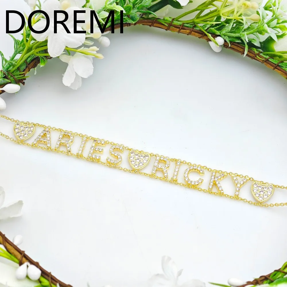 Custom Initial Letter Necklace Double Chain Jewelry
