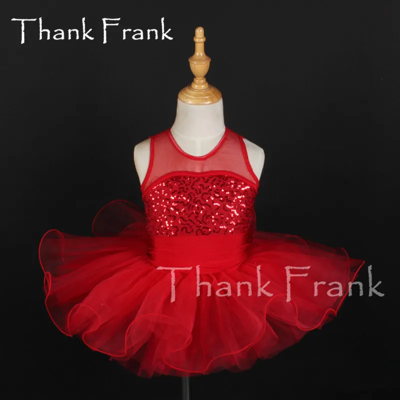 

New Red Sequin Ballet Costume Girls Kids Mesh Princess Ballerina Tutu Dress Adult Women Sleeveless Adorable Dance Costumes C914
