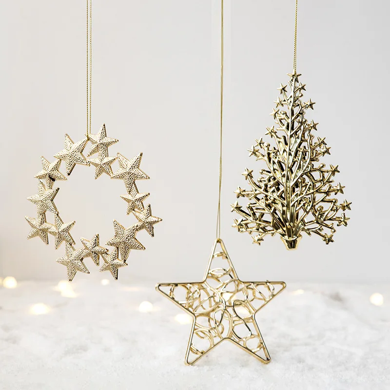 Christmas Pendants Stars Deer/Snowflake/Angel for Xmas Tree Hanging DIY Crafts Kids Gift Ornament Christmas Party Decorations