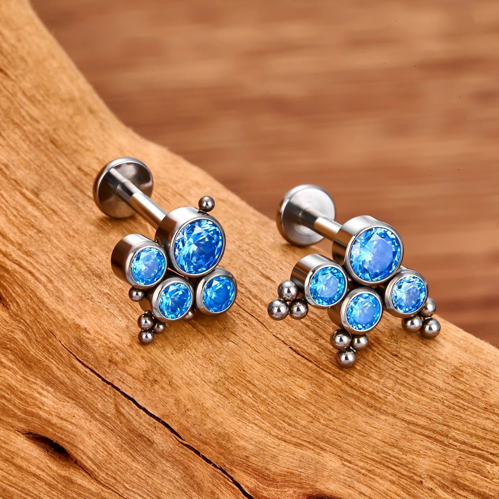 ASTM F136 티타늄 스타 펜던트 CZ 라브렛 스터드 물방울 트라거스 연골 귀걸이 플랫백 헬릭스 셉텀 바디 피어싱 쥬얼리