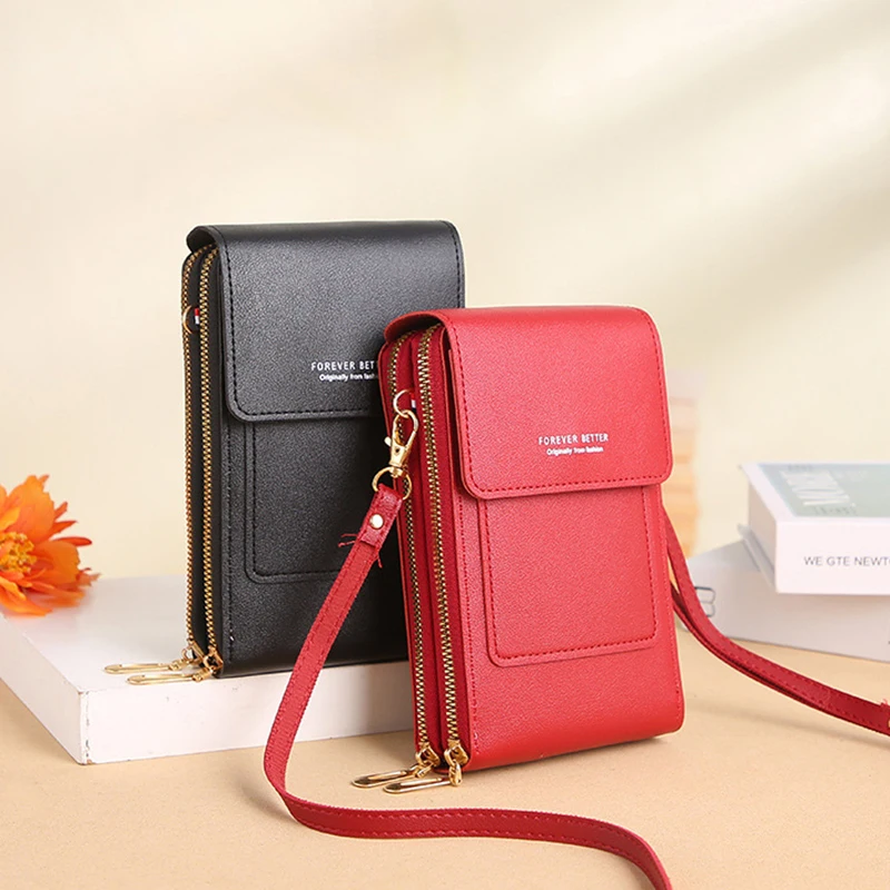 

Women's Handbag Touch Screen Cell Phone Purse Shoulder Bag Female Small Wallet Soft Leather Crossbody Bags of Women