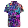 Full Print Neon Painting Abstract Graphic Festival Shirts For Men Short Sleeve Button Down Casual Beach Party Shirt Clothes 2
