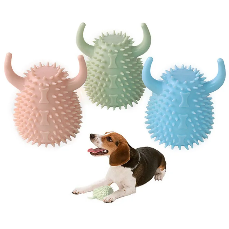 

Colorful Bite Resistant Interactive TPR Pet Chew Toys Squeaky Dog Toys Dog Toothbrush Teeth Cleaning Toys Puppy Accessories B