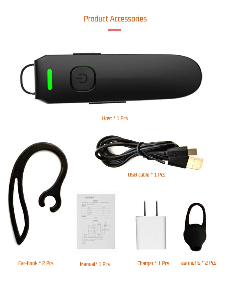 Business type Wireless Earhook Mini Walkie Talkie Intercome Bluetooth PMR FRS Bluetooth-compatible Headset Two Way Radio 5
