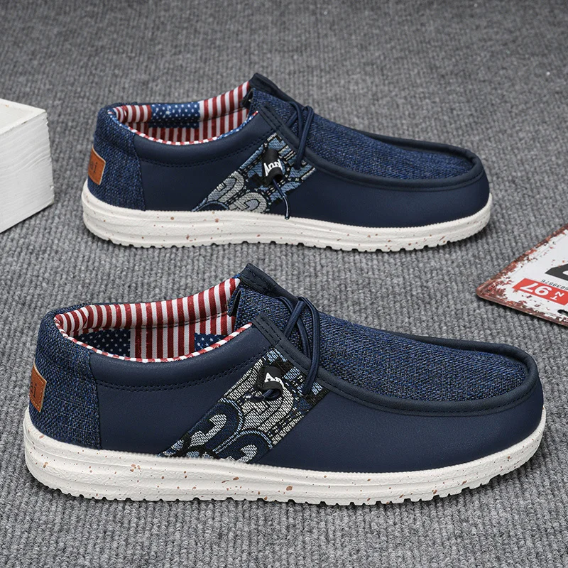 

Low Cut Lightweight Blue Men's Canvas Shoes Slip-on Breathable Casual Shoes for Man Soft Comfortable Men FLat Shoes Big Size 48