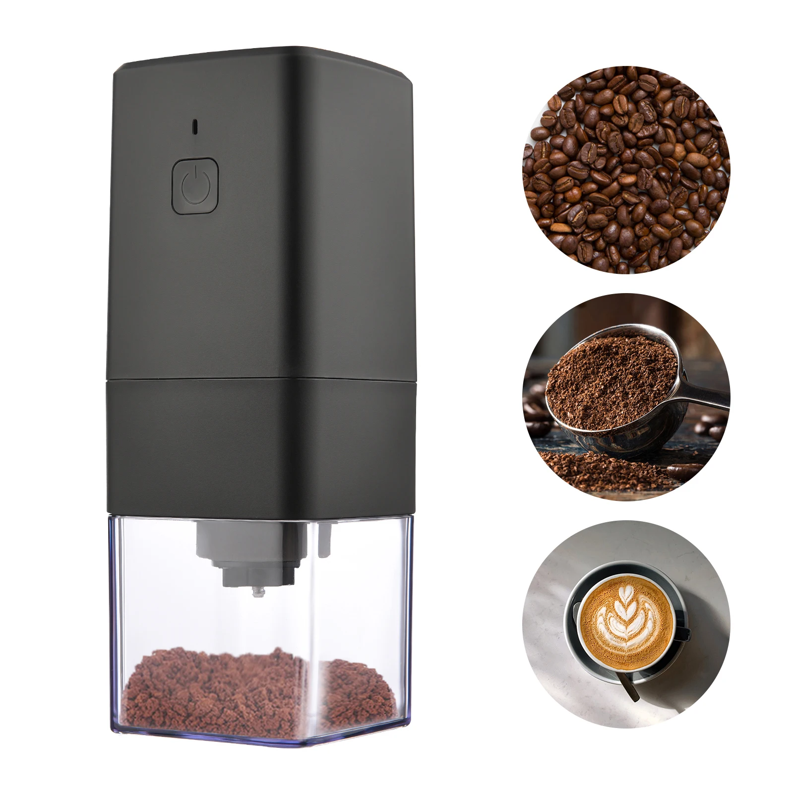 Compact Electric Burr Coffee Grinder with Adjustable Coarse to Fine Settings and Removable Chamber