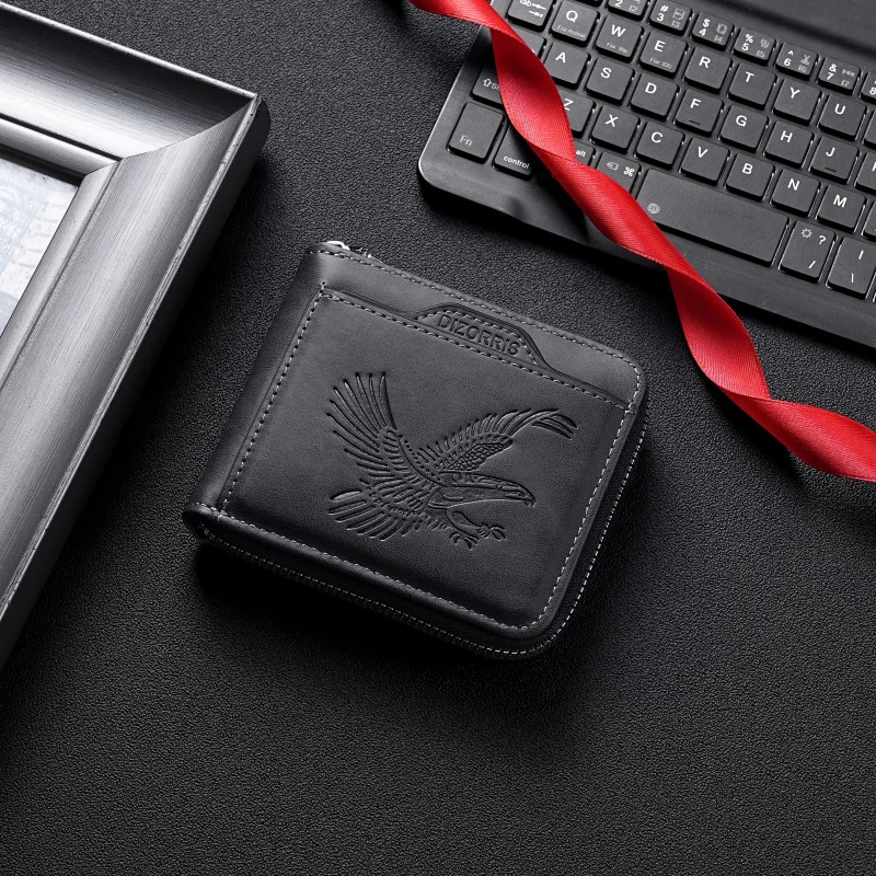 Sleek Men's Eagle Embossed Faux Leather Wallet | Multi-Card Slots | Trendy Design