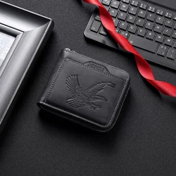 Sleek Men's Eagle Embossed Faux Leather Wallet | Multi - Card Slots | Trendy Design (Black)