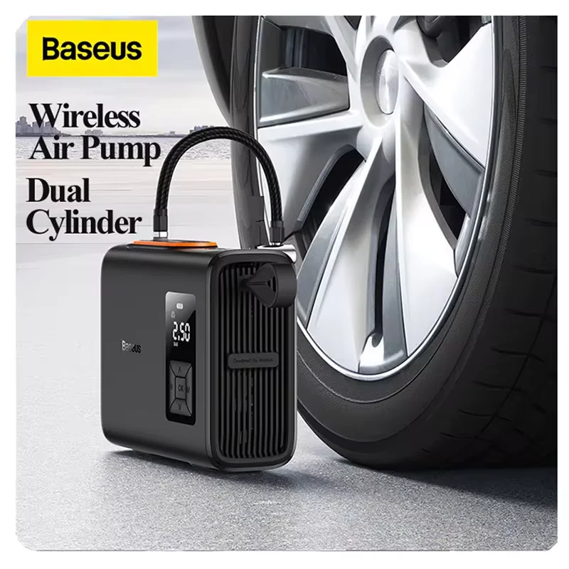 Baseus Wireless Air Compressor Inflatable Pump Dual Cylinder Electric Tire Inflator For Car Motorcycle Bicycle Tyre Air Pump air pump electric tire inflator air compressor pump air compressor tire inflator inflatable pump