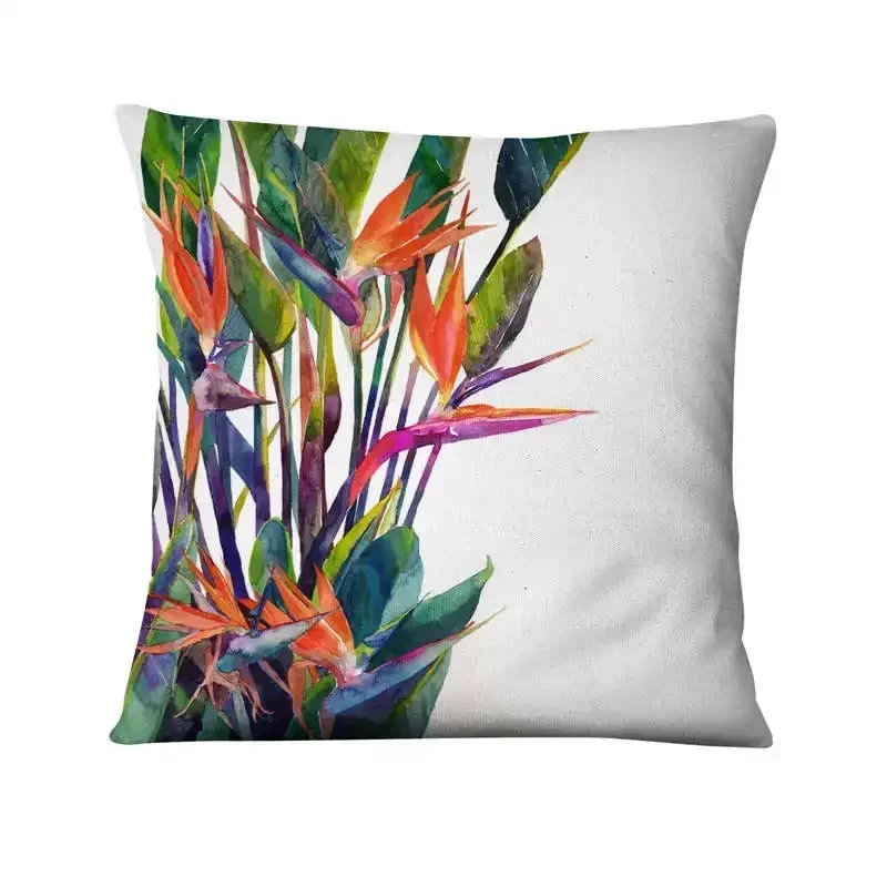 Green Plant Printed Cushion Decorative Pillow Tropical Palm Leaf  Home Pillow Decoration Almofadas Decorativas Para Sofa 45*45cm 2