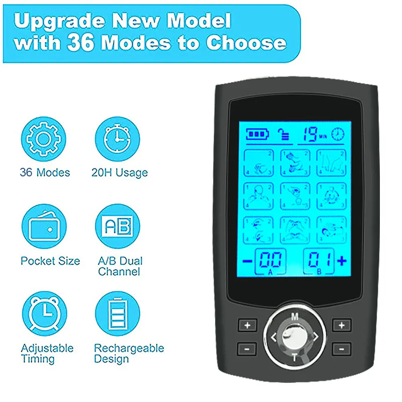 Belifu 4 Independent Channel TENS EMS Unit, 24 Modes,30 Level Intensit