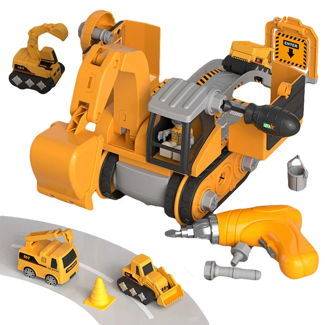 Screw Toy Nut Disassembly Deformed Blocks Engineer Truck Excavator Building Education Construction Set Kids Plastic Boy Toy Gift 5