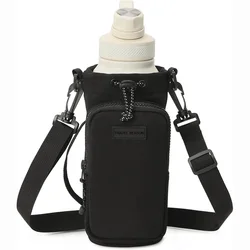 Outdoor Sports Water Bottle Bag with Adjustable Strap and Phone Pocket (Black)