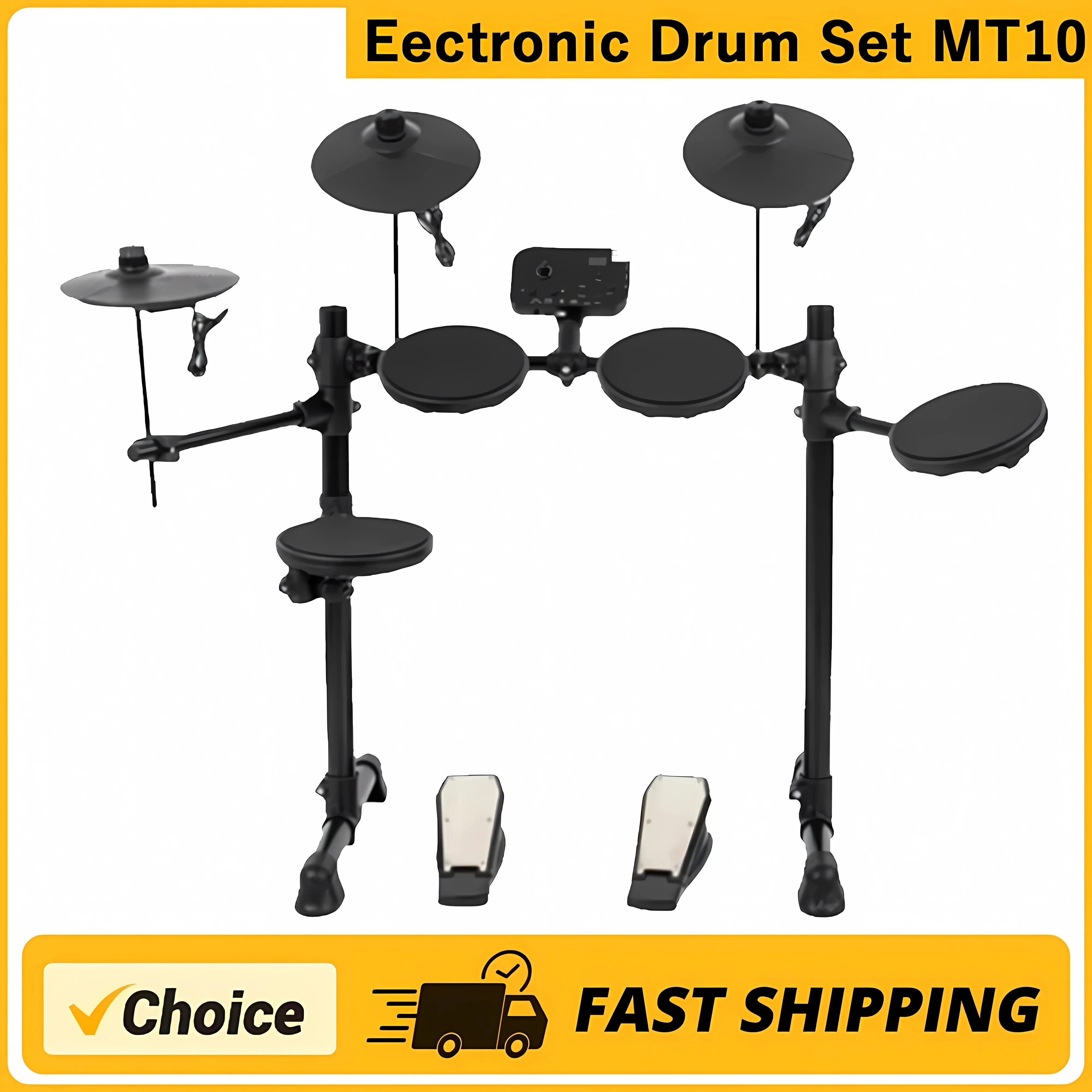 Portable Drum Pad Electronic Drum Set MT10 5-drum 3-cymbal all-silicone Electronic Drum Kit 180 tones USB MIDI Headphone Interface