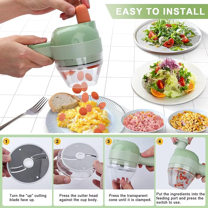 Multifunctional Electric Vegetable Chopper, Convenient Gadget for Home Kitchen, Fruit, Vegetable and Meat Chopping Tools for food processor