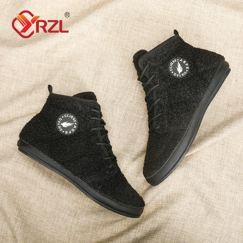 Men Shoes Soft Slippers YRZL Cotton Shoes Men Winter High Top Warm Slip on Lightweight Slippers Men Plush Indoor Cotton Loafers Winter Warm Shoes