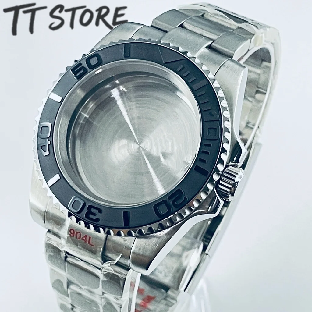 Silver 40mm Watch with Ceramic Bezel and Sapphire Case