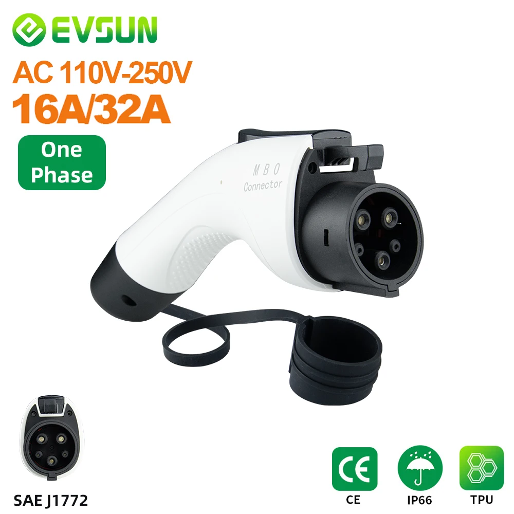 

EVSUN EV Car Charger Plug SAE J1772 Connector Type 1 16A 3.5KW 32A 7KW for Electric Vehicle Charging Station EVSE Wallbox