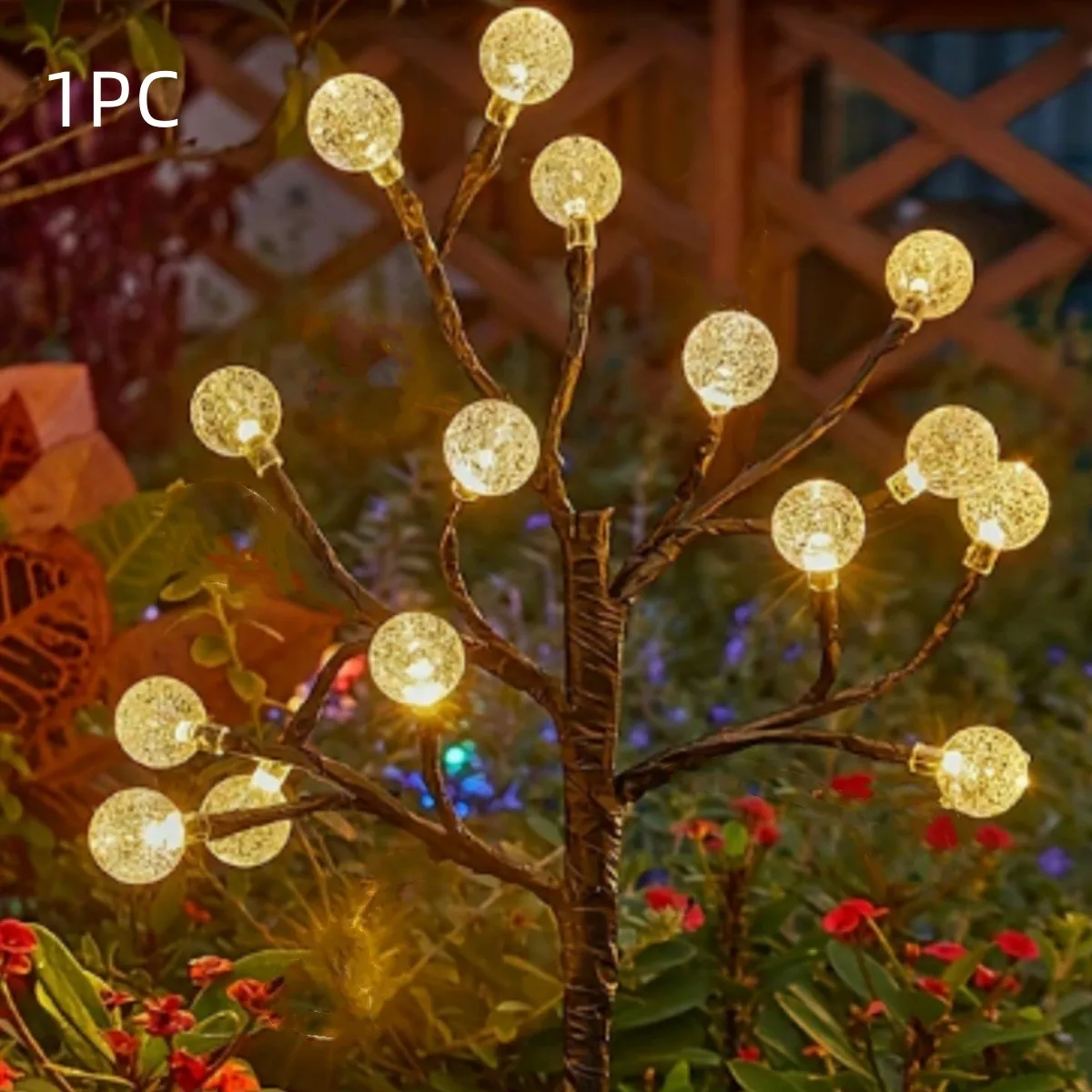 Crystal Solar Ball Tree Branch Design Solar Light Fairy Atmosphere Waterproof Ground Pathway Lights Christmas Decoration