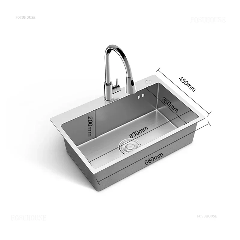 Creative Brushed Metal Sink for Vegetable Washing Thickened Double Hole Kitchen Sinks Modern Household Kitchen Sink for Balcony