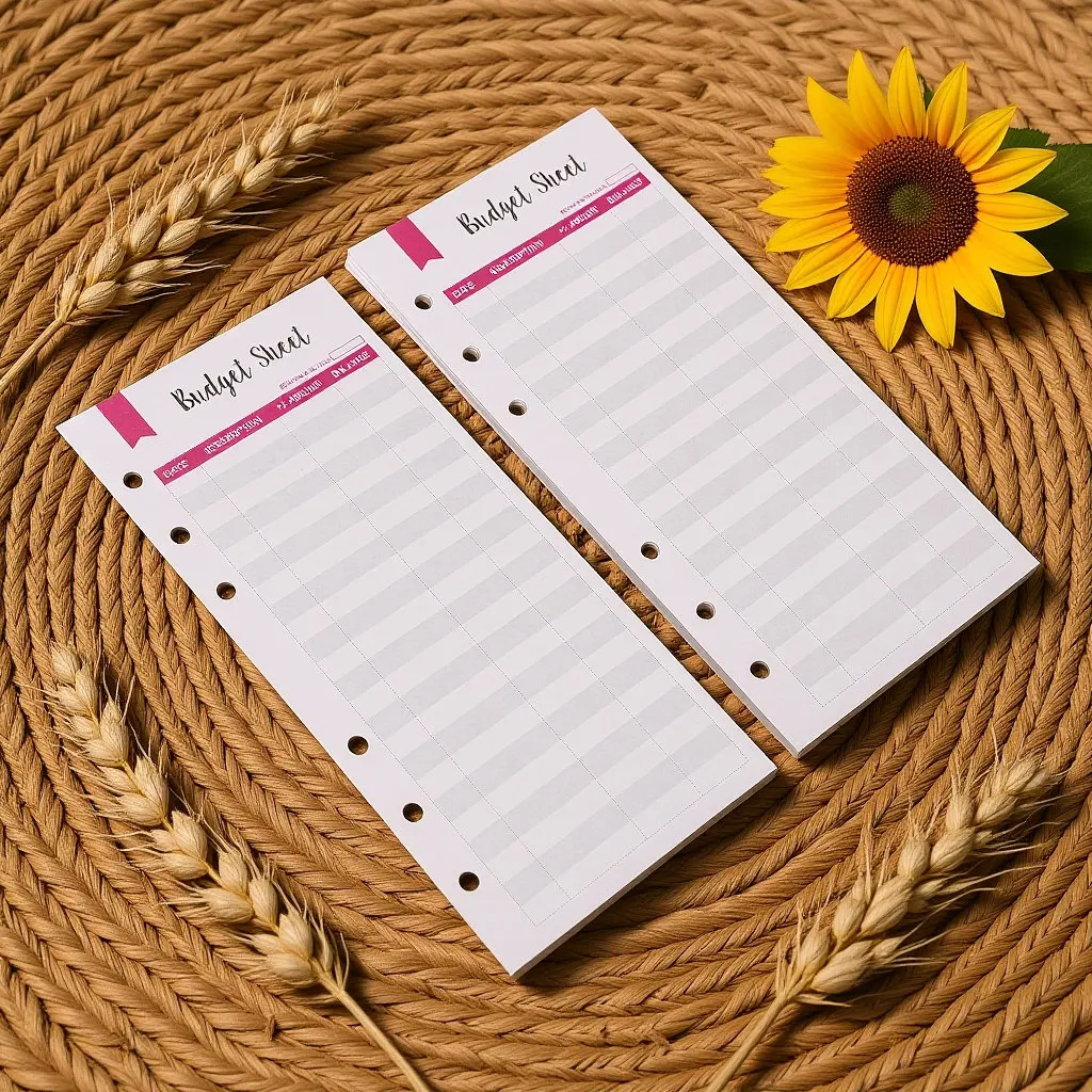 12개입 특대형 6홀 펀치 A6 바인더용 리필 가능 예산 시트, 지출 추적기, 현금 정리함, 휴대용 일일 예산 관리자