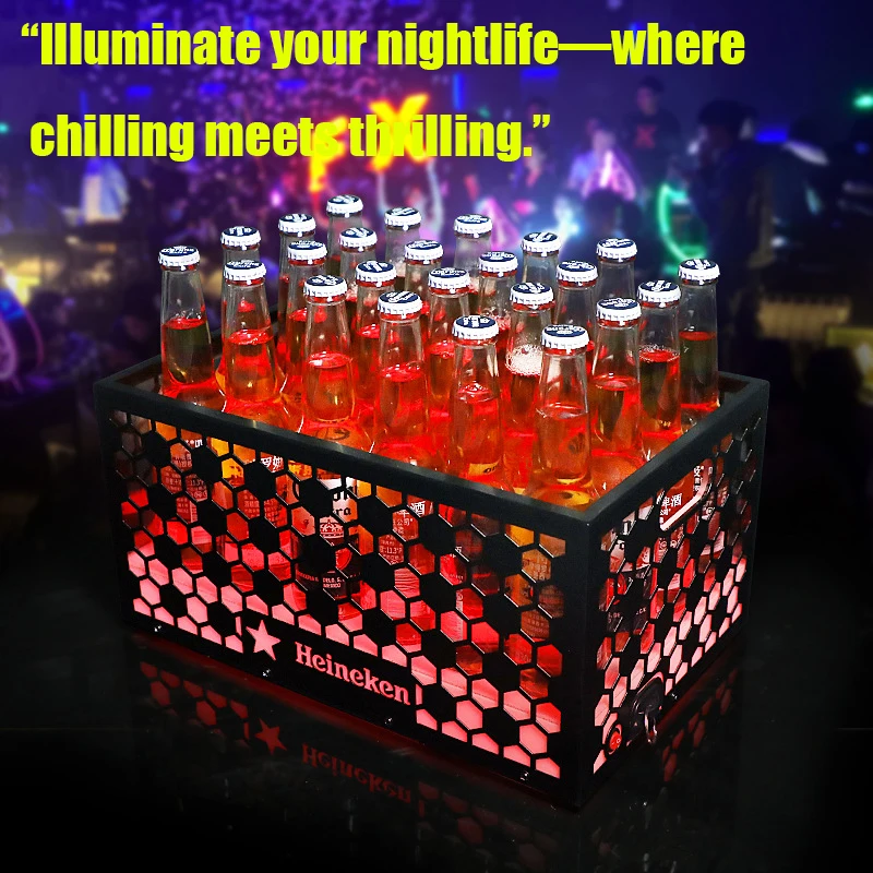 New iron frame hollow luminous football ice bucket nightclub party KTV beer barrel red wine basket wine holder stand