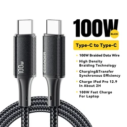 Essager 100W USB - C to USB - C Fast Charging Cable - 0.25m (Black)