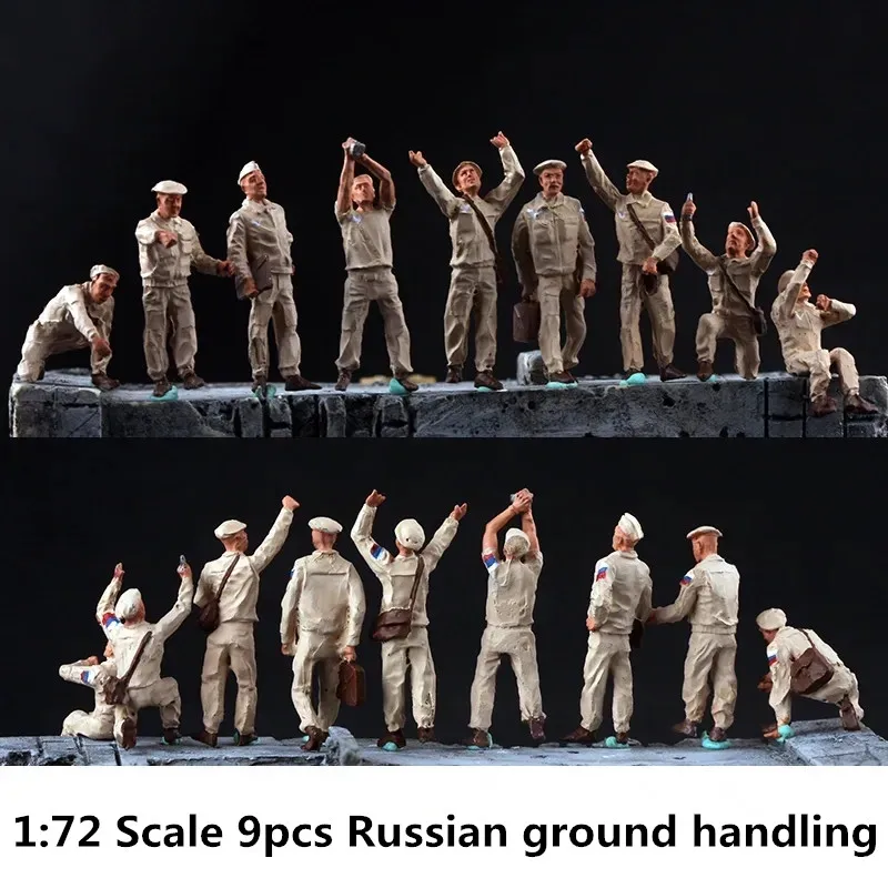 

1:72 Scale Model 9 Pcs Russian Ground Handling Soldiers Action Figure Toys Scene Accessory Display Collection Dolls Fans Gifts