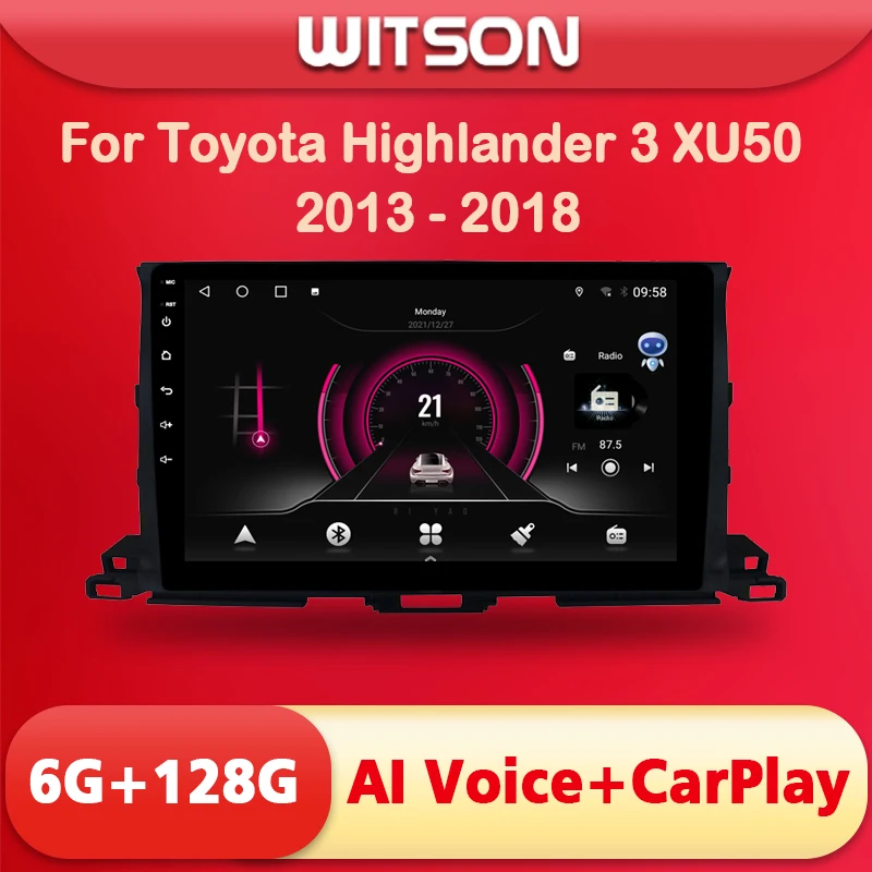 

Автомагнитола WITSON, 9 дюймов, Android 11, AI-голос, 1 Din, для TOYOYA HIGHLANDER 2015, автомобильная стерео-навигация, GPS-плеер