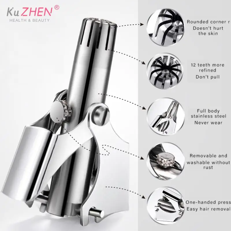 1Set Nose Hair Trimmer Cleaner For Men Women Stainless Steel Manual Mechanical Shaving Razor Washable Hair Removal Tools