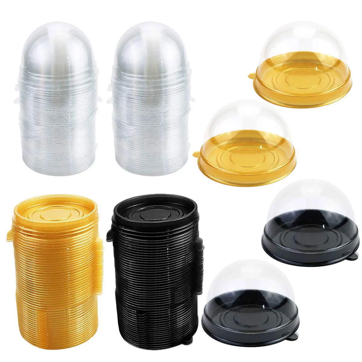 Cake Box 50pcs Transparent Cake Box Container Transparent Cupcake Dome Pastry Baking Packaging Boxes Wedding Party Supplies Gifts Decor